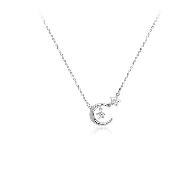 Necklaces | Moon  & Star Cubic Zirconia Necklace Jewelry Necklaces