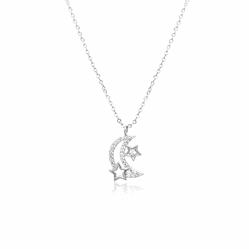 Necklaces | Moon & Star Cubic Zirconia Necklace Jewelry Necklaces