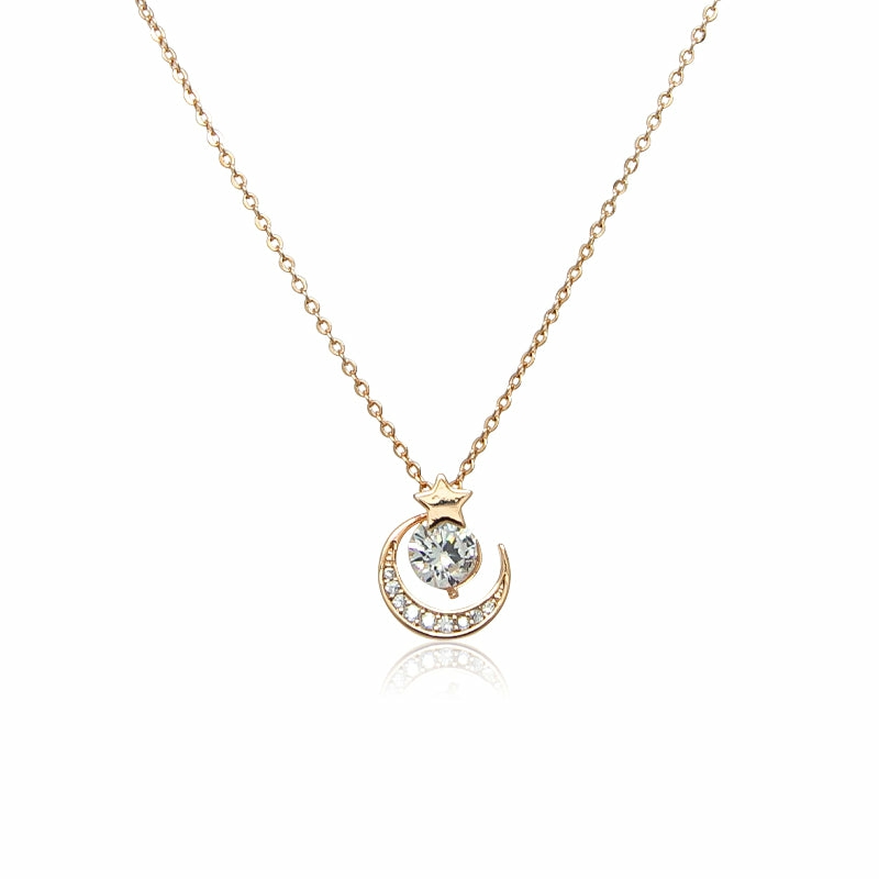 Necklaces | Moon & Star Cubic Zirconia Necklace Jewelry Necklaces