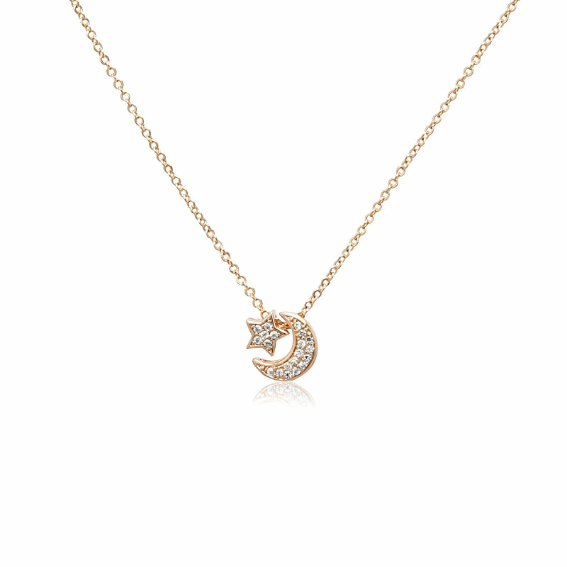 Necklaces | Moon & Star Cubic Zirconia Necklace Jewelry Necklaces