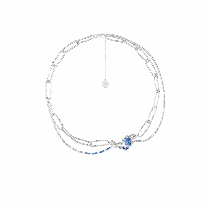 Necklaces | Mumbling Blue Epoxy Irregular Double Layer Necklace Jewelry Necklaces