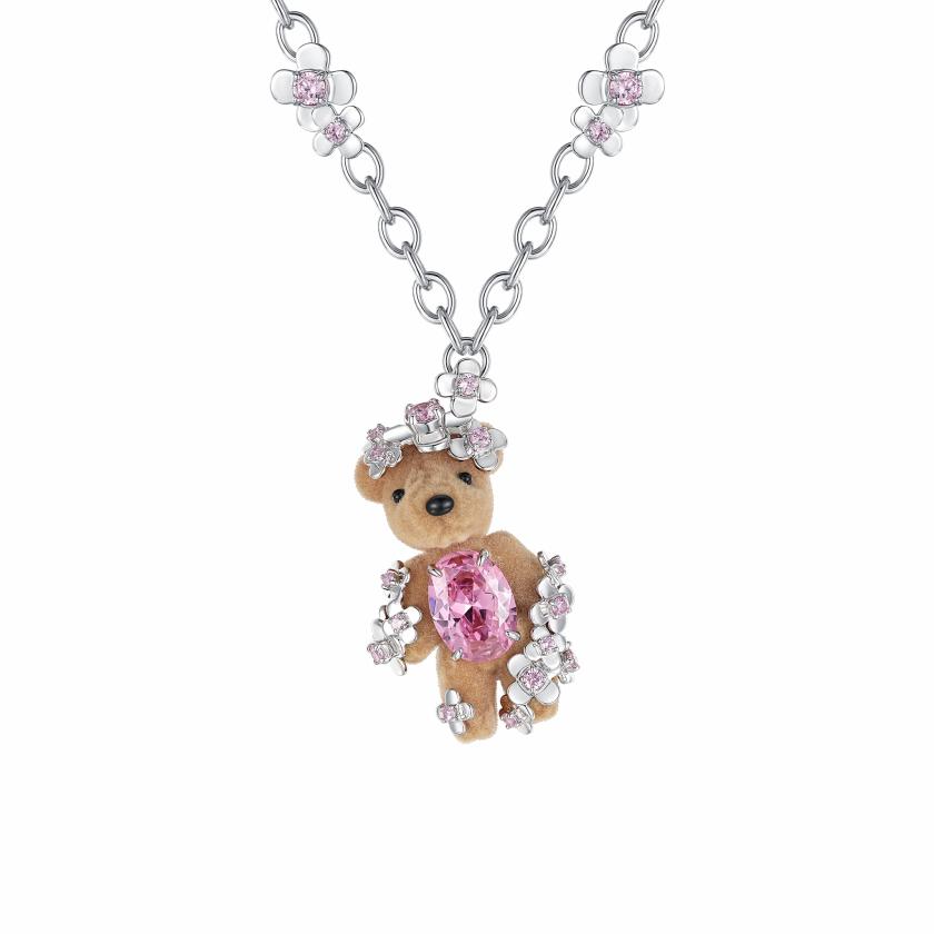 Necklaces | Paradise / Flower Covered Flocked Bear  Necklace Jewelry Necklaces