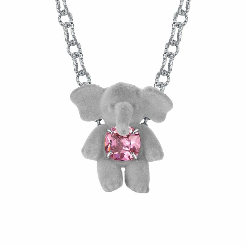 Necklaces | Paradise / Gemstone Elephant Necklace Jewelry Grey + Pink Gemstone（Preorder）