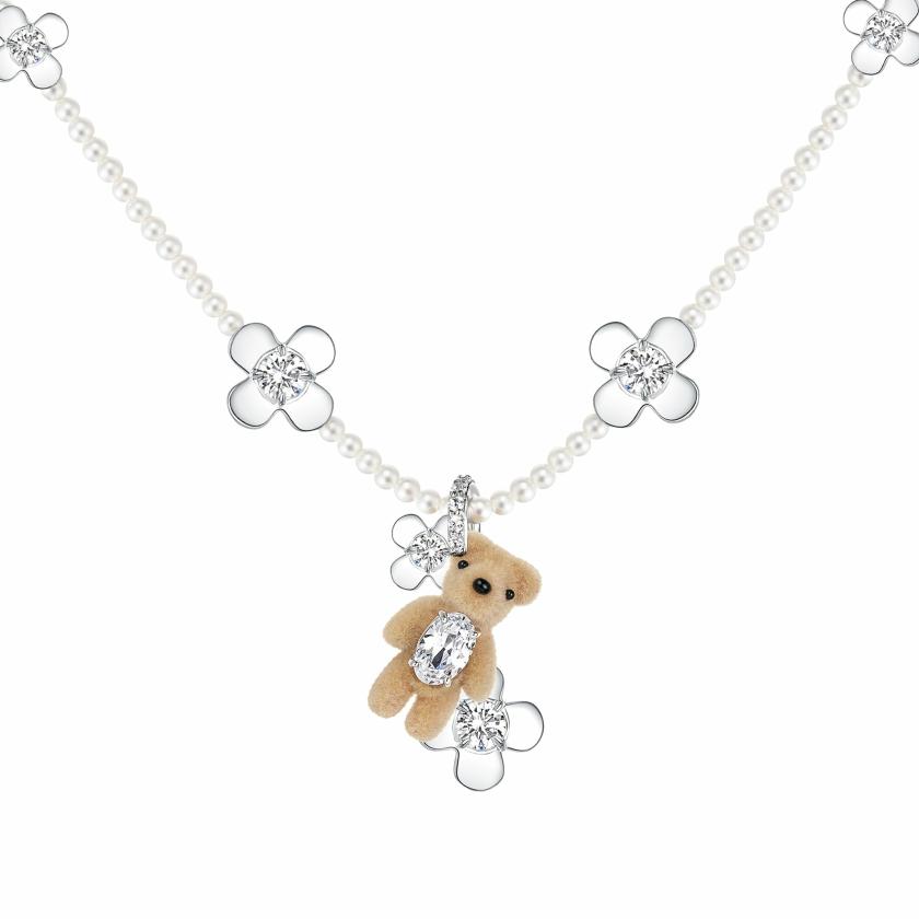 Necklaces | Paradise / Mini Flocked Bear Flowers Pearl Necklace Jewelry Necklaces