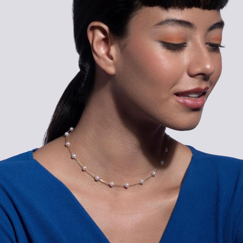 Necklaces | Pearl Chain Akoya Pearl Necklace In 18Ct Yellow Gold Jewelry Necklaces