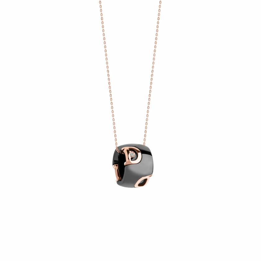 Necklaces | Pink Gold And Black Ceramic Necklace With Diamond Jewelry Necklaces