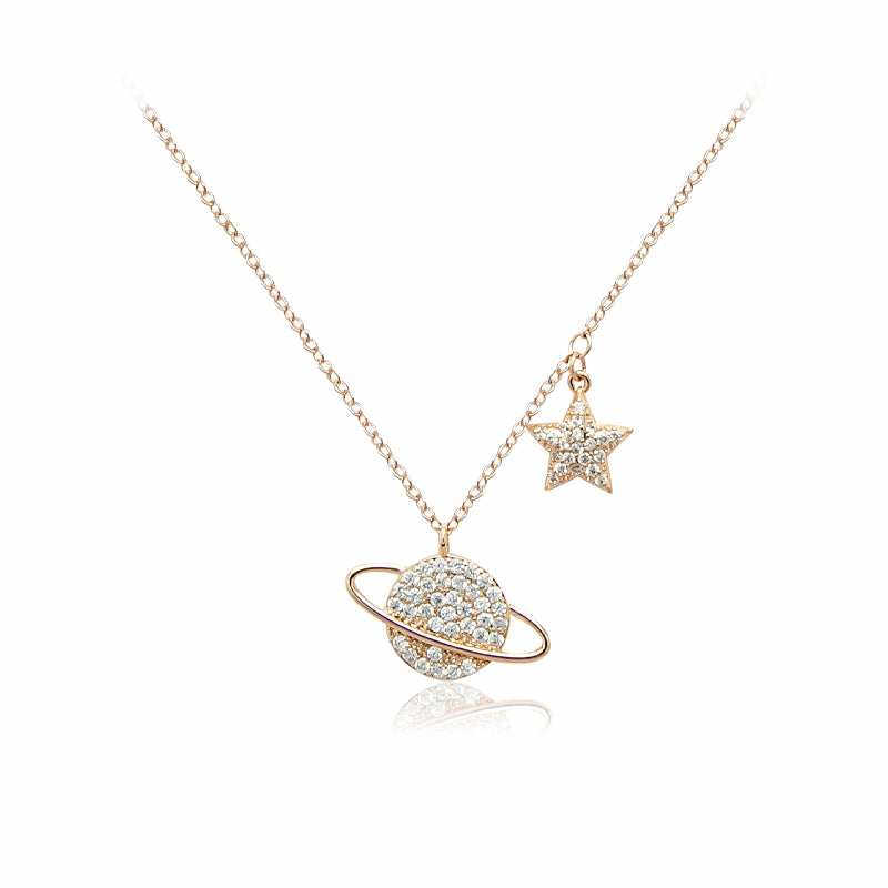 Necklaces | Planet Cubic Zirconia Necklace Jewelry Necklaces