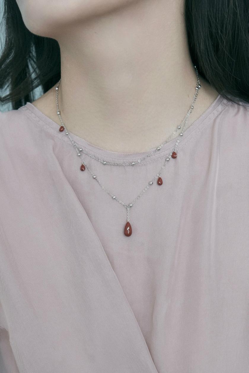 Necklaces | Red Enamel Water Drop Double Layer Necklace Jewelry Necklaces