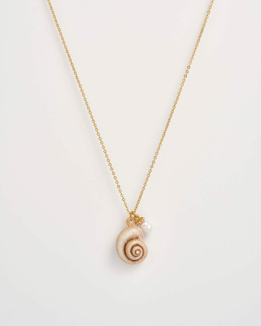 Necklaces | Sea Snail Shell And Pearl Worn Gold Short Necklace Jewelry Necklaces