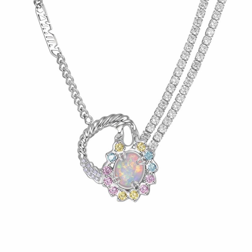 Necklaces | Tasty / Flat Candy Opal Floral Hoop Layers Necklace Jewelry Necklaces