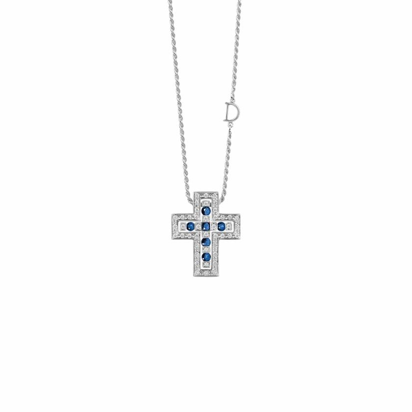 Necklaces | White Gold, Diamonds And Sapphires Necklace Jewelry Necklaces