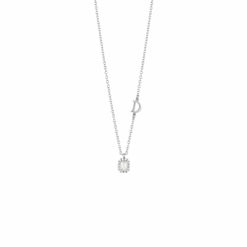 Necklaces | White Gold Necklace With Emerald-Cut Diamond Jewelry Necklaces