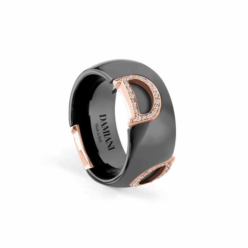 Rings | Black Ceramic, Pink Gold And Diamonds Ring Jewelry Rings