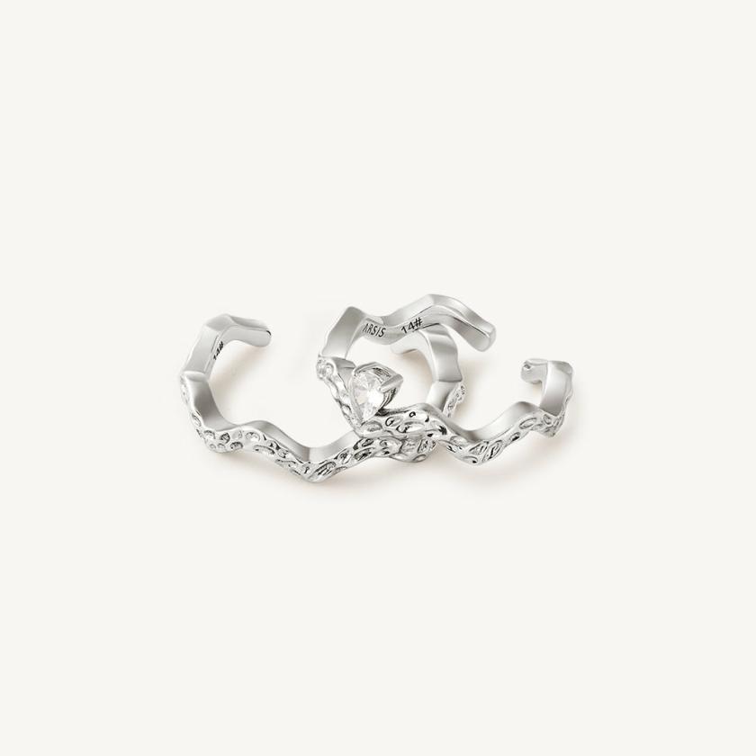 Rings | Cubic Zirconia Ripple Twin Rings Jewelry BS0709