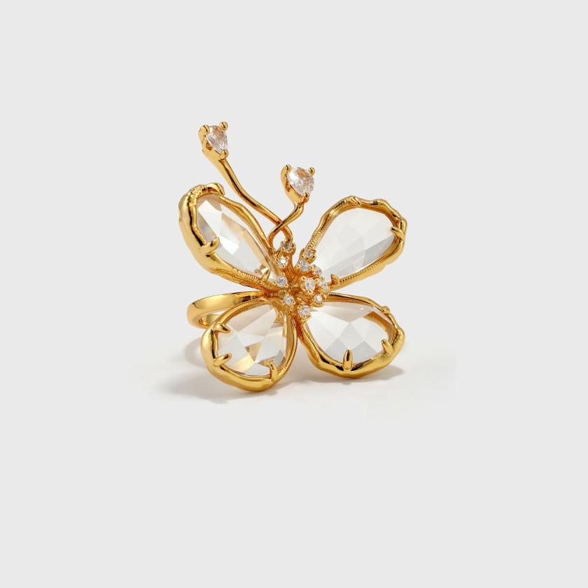 Rings | Cut Crystal Butterfly Ring Jewelry gold