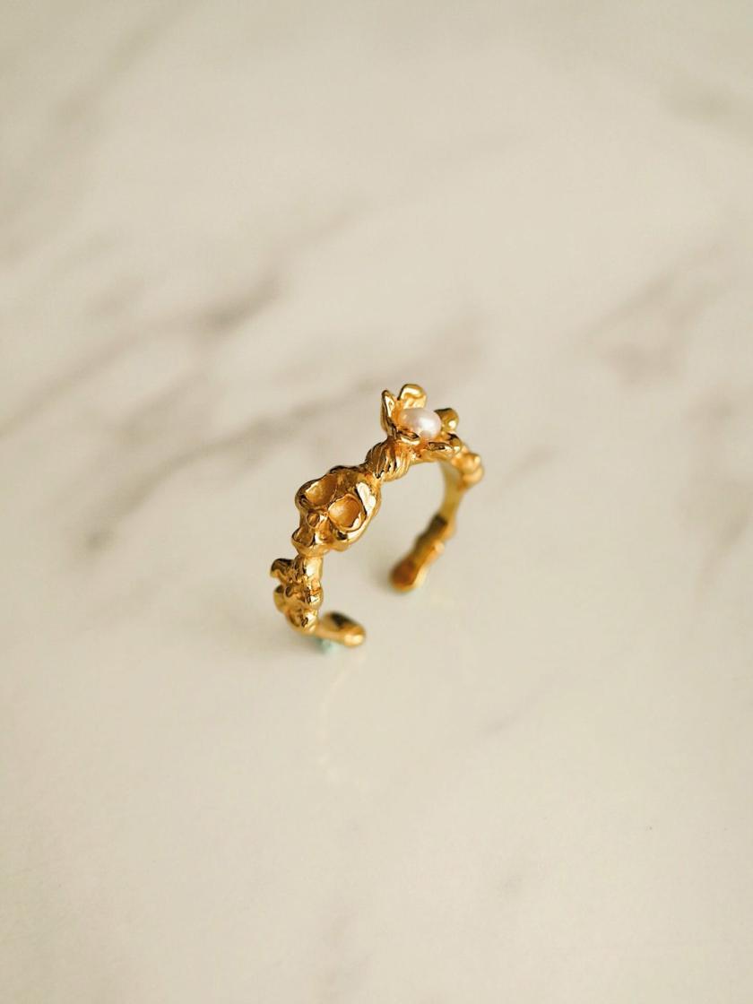 Rings | Gold Floral Skull Ring With Pearl Jewelry gold