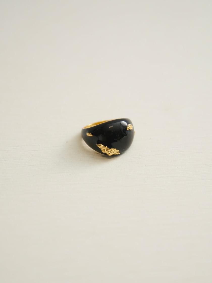 Rings | Large Oval Enamel Ring (Black & Gold) Jewelry Black