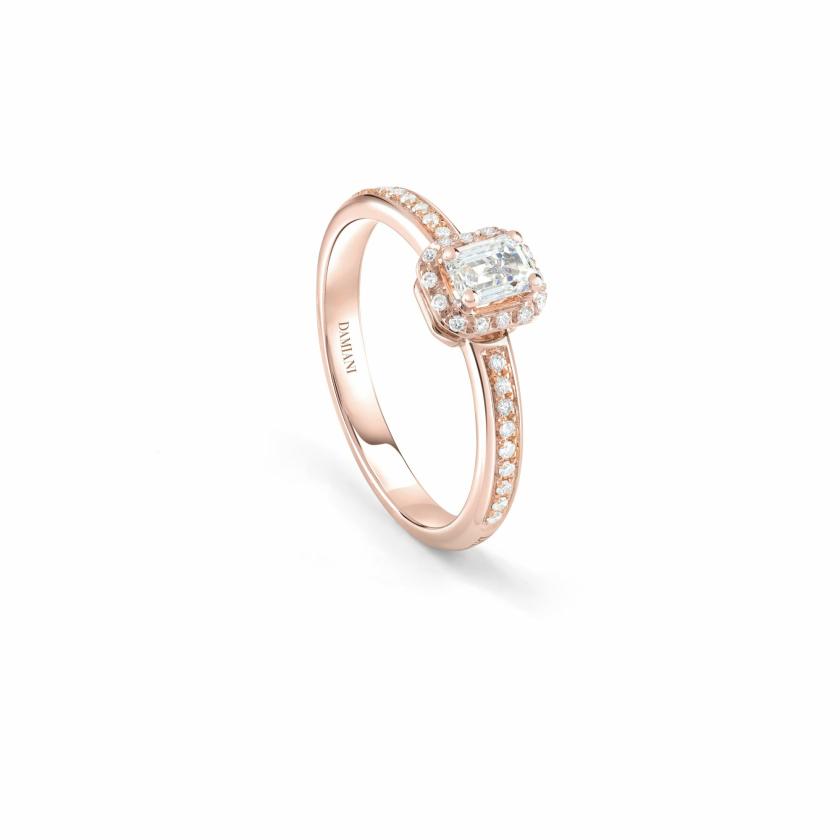 Rings | Pink Gold Engagement Ring With Emerald-Cut Diamond Jewelry Rings