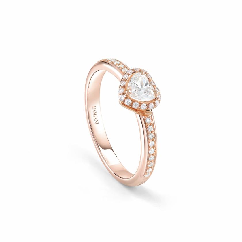 Rings | Pink Gold Engagement Ring With Heart-Shaped Diamond Jewelry Rings