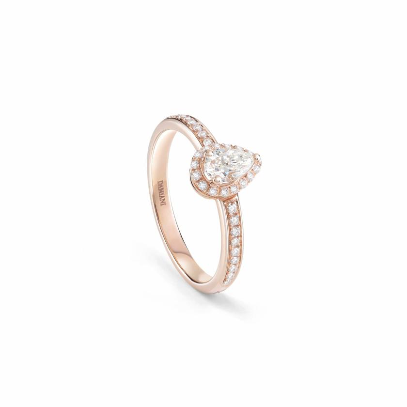 Rings | Pink Gold Engagement Ring With Pear-Shaped Diamond Jewelry Rings