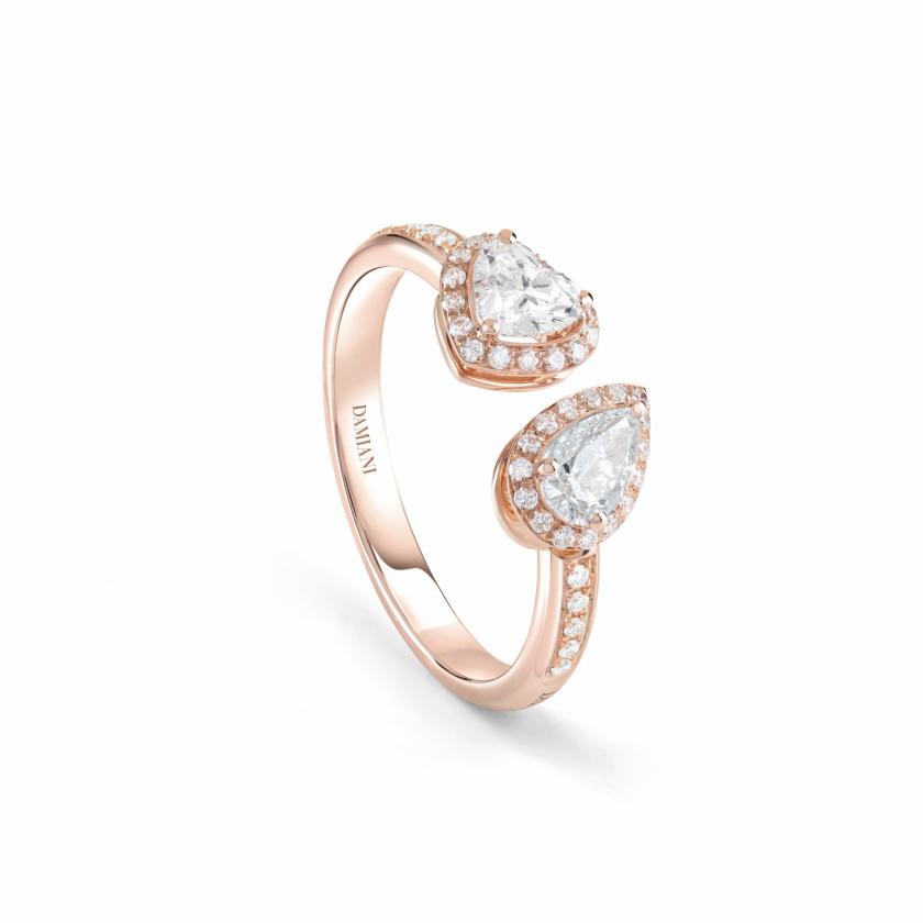 Rings | Pink Gold Ring With Heart-Shaped Diamond And Pear-Shaped Diamond Jewelry Rings