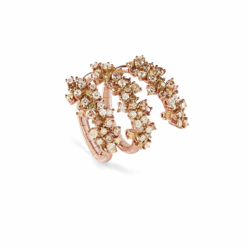 Rings | Pink Gold Ring With White And Brown Diamonds Jewelry Rings