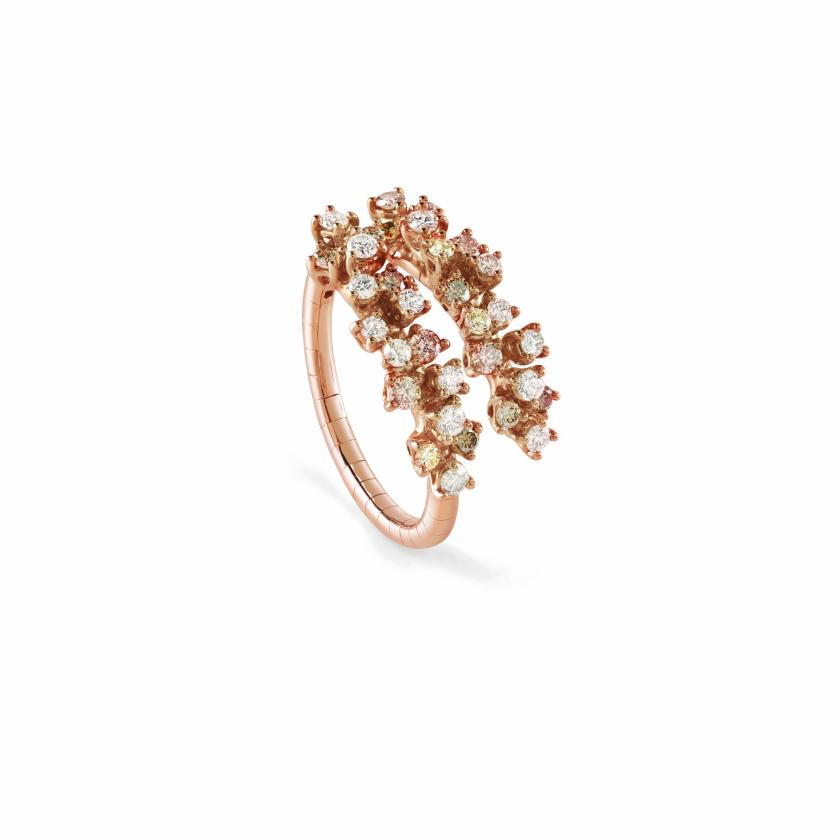 Rings | Pink Gold Ring With White And Brown Diamonds Jewelry Rings