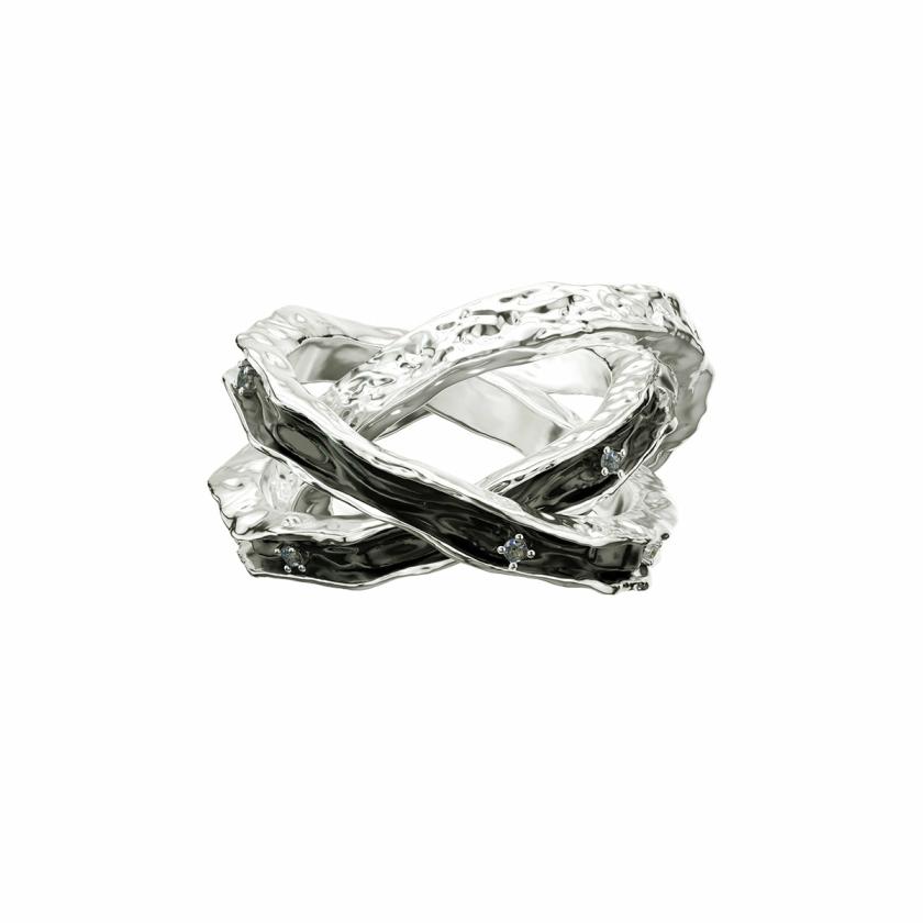 Rings | Sediment Black Epoxy Resin Inlaid Zircon Triple Ring Jewelry Rings