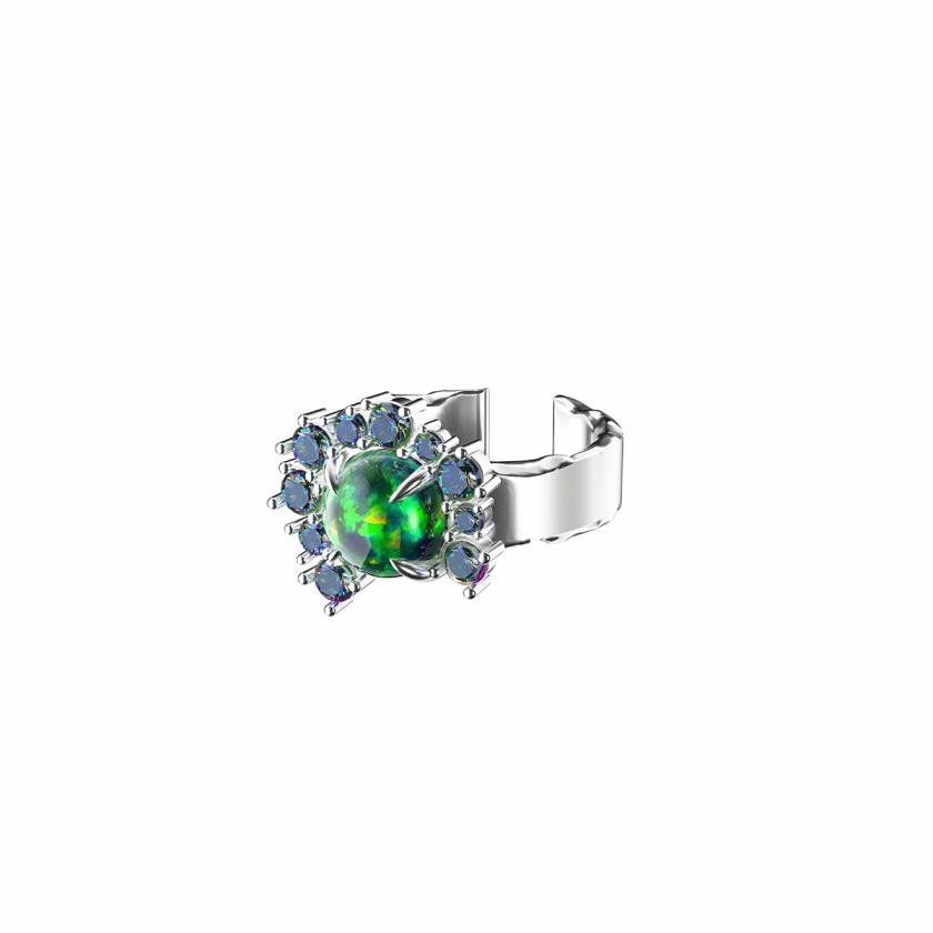 Rings | Sediment Green Opal Ring With Multicolored Zircon Stones Jewelry Rings