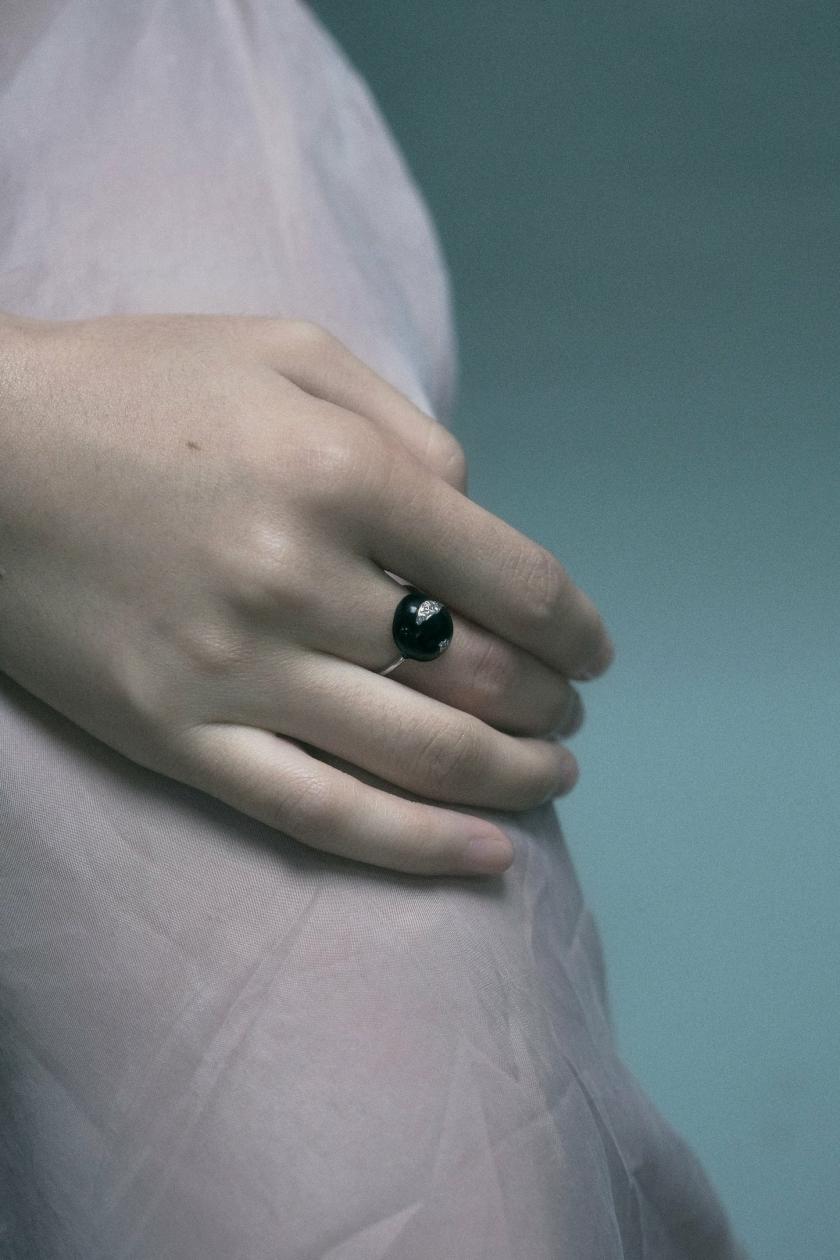 Rings | Small Bun-Shaped Black Enamel Ring Jewelry Black