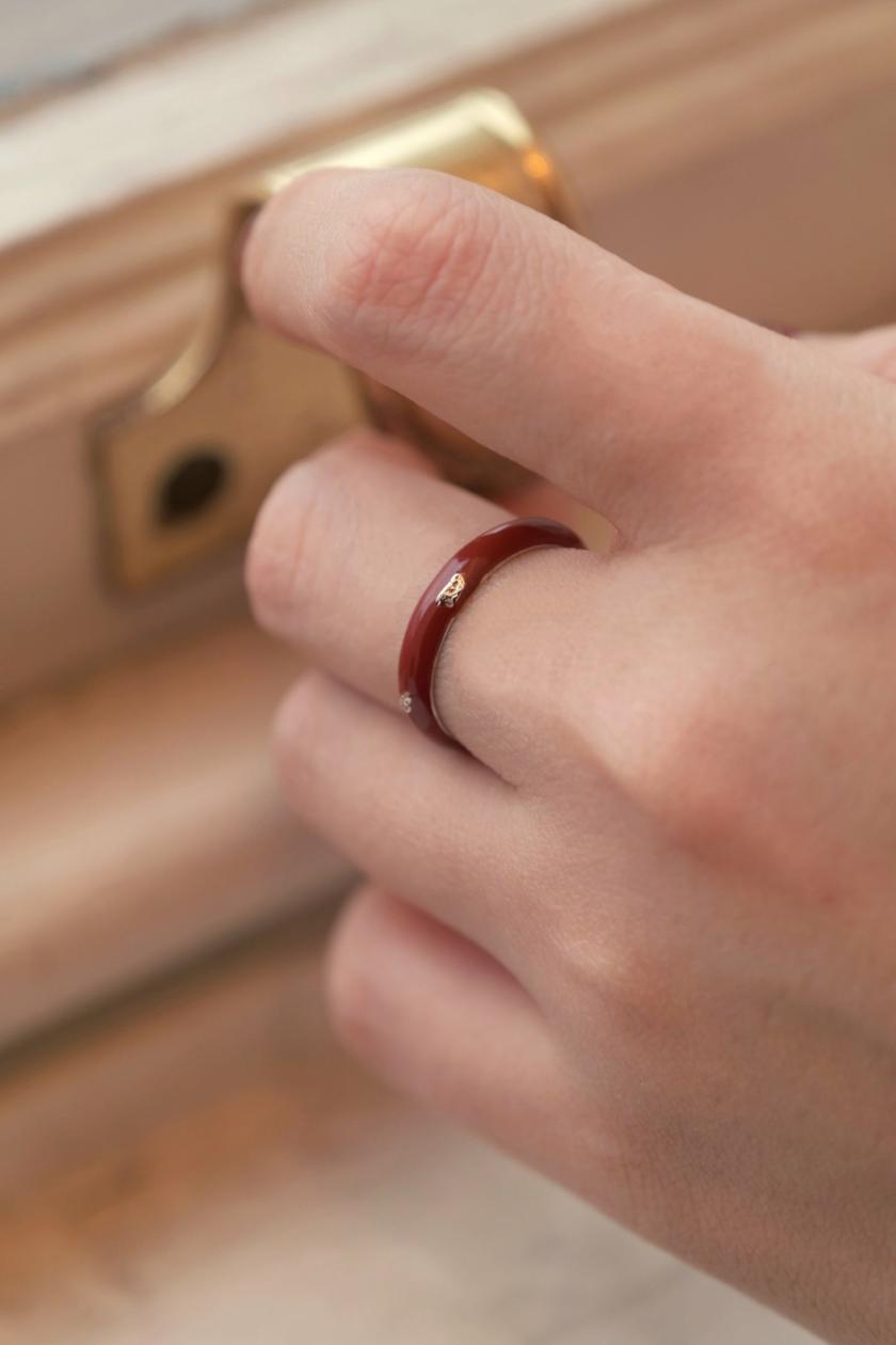 Rings | Thin Band Red Enamel Ring Jewelry Red