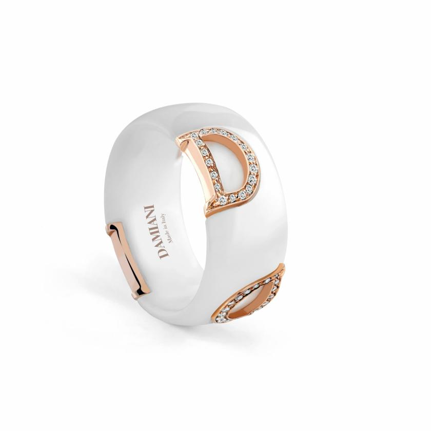 Rings | White Ceramic, Pink Gold And Diamonds Ring Jewelry Rings